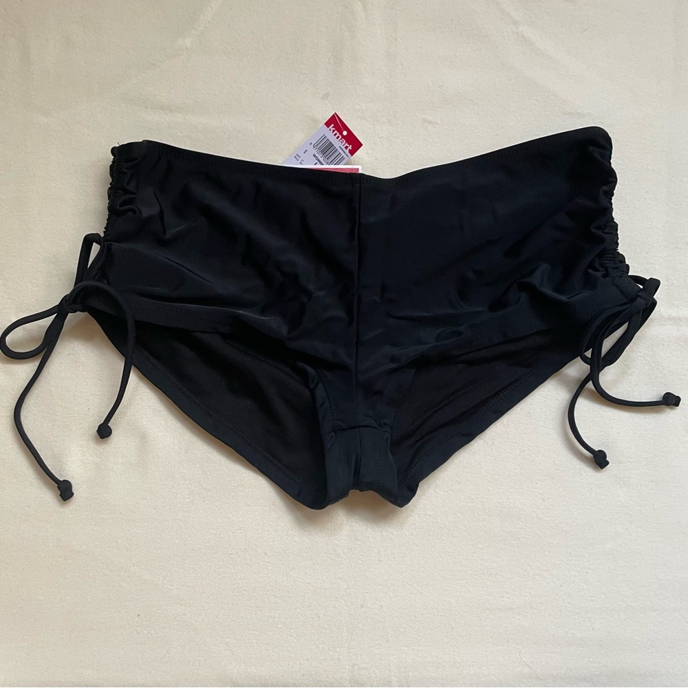 Black Boyshort Swim Bottoms w/ Adjustable Side Ties | Full Coverage